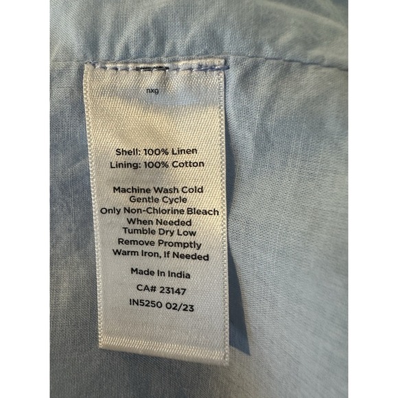 TALBOTS Womens Plus 22W Linen Shift Dress Midi Blue / White Coastal - Picture 5 of 7